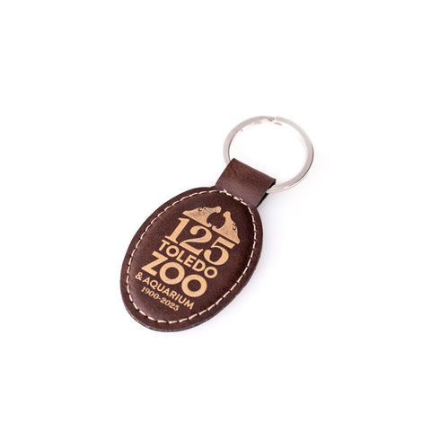 Toledo Zoo 125th Anniversary Brown Leatherette Key Chain