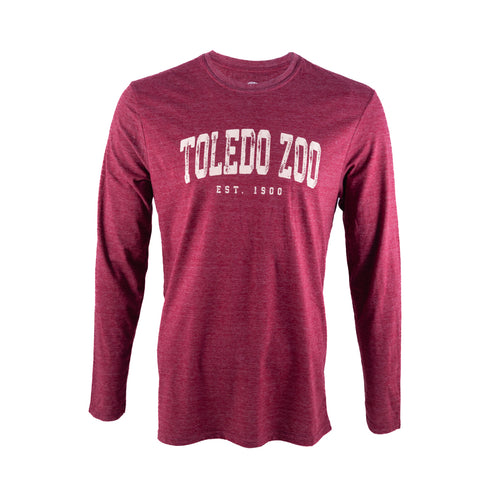 Toledo Zoo Adult 1900 Long Sleeve Heather Maroon T-Shirt