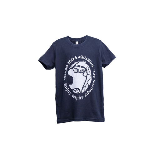 Toledo Zoo youth T-Shirt with Full Front Warm Gray Logo