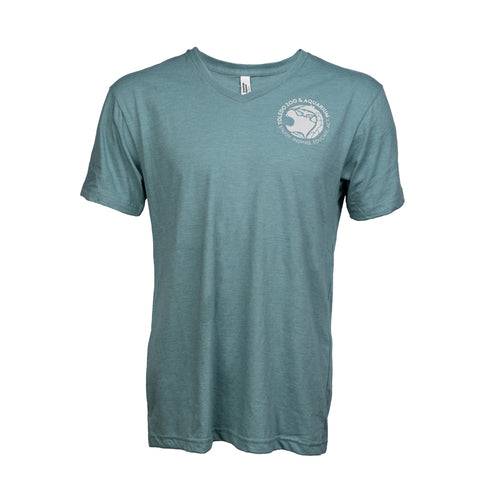 Toledo Zoo Short Sleeve V-Neck T Shirt with Warm Gray Logo