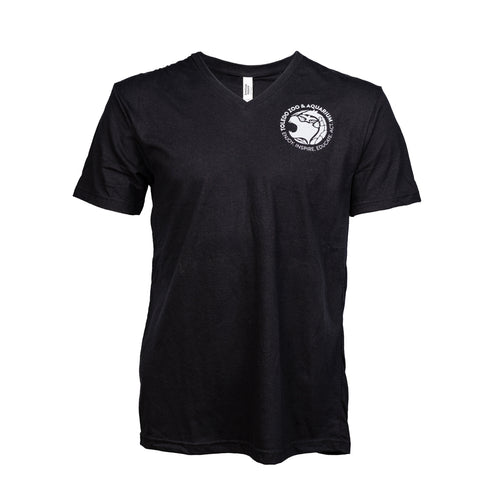 Toledo Zoo Short Sleeve V-Neck T Shirt with Warm Gray Logo