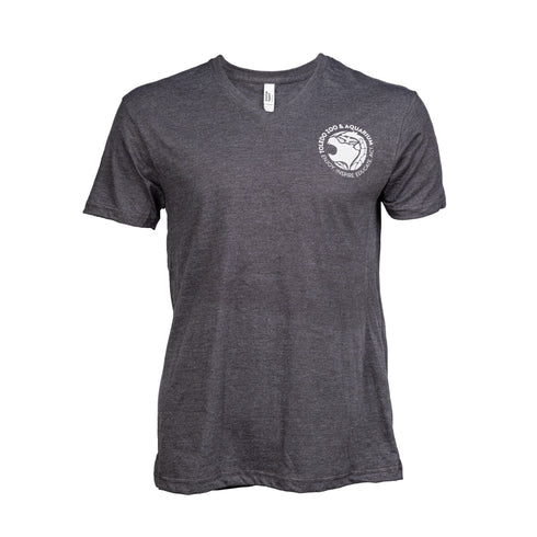 Toledo Zoo Short Sleeve V-Neck T Shirt with Warm Gray Logo