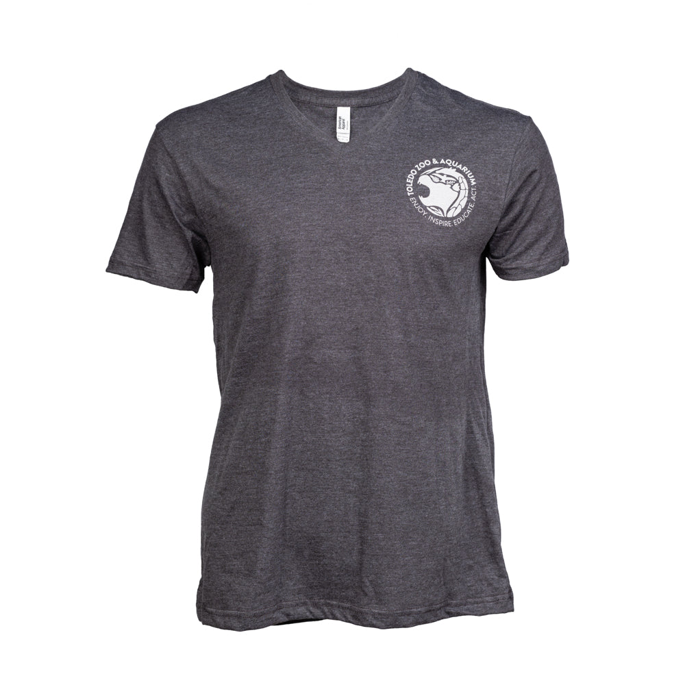 Toledo Zoo Short Sleeve V-Neck T Shirt with Warm Gray Logo – Toledo Zoo ...